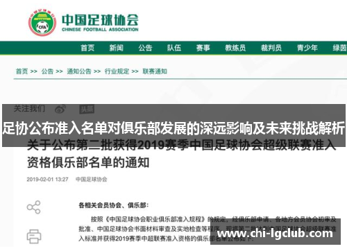 足协公布准入名单对俱乐部发展的深远影响及未来挑战解析 足协公布准入名单对俱乐部发展的深远影响及未来挑战解析